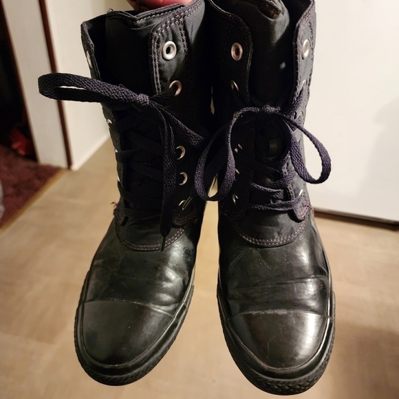 Converse All Star Lace Up Black Boots Womens Size 9.5 - Picture 6 of 11